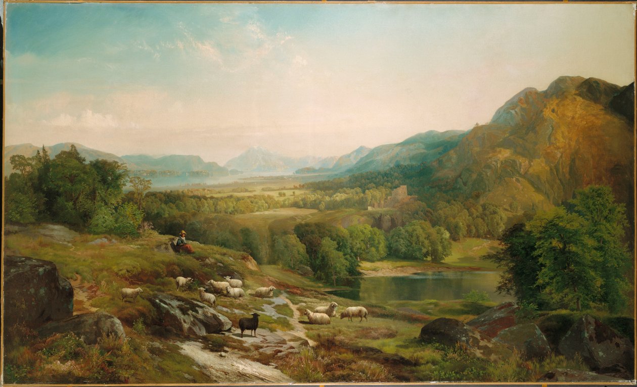 Minding the Flock, c.1867 av Thomas Moran