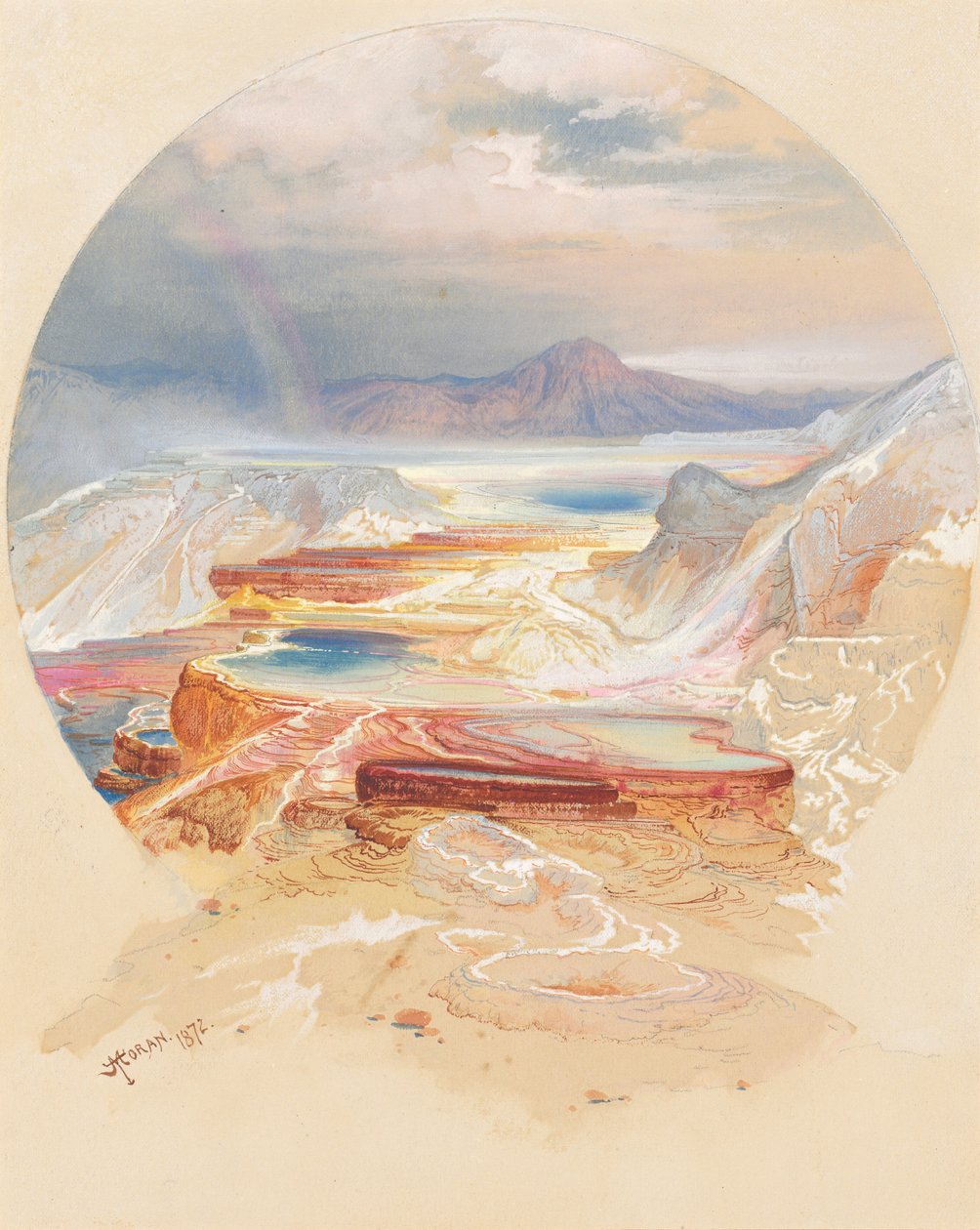 Minerva Terrace, Yellowstone av Thomas Moran