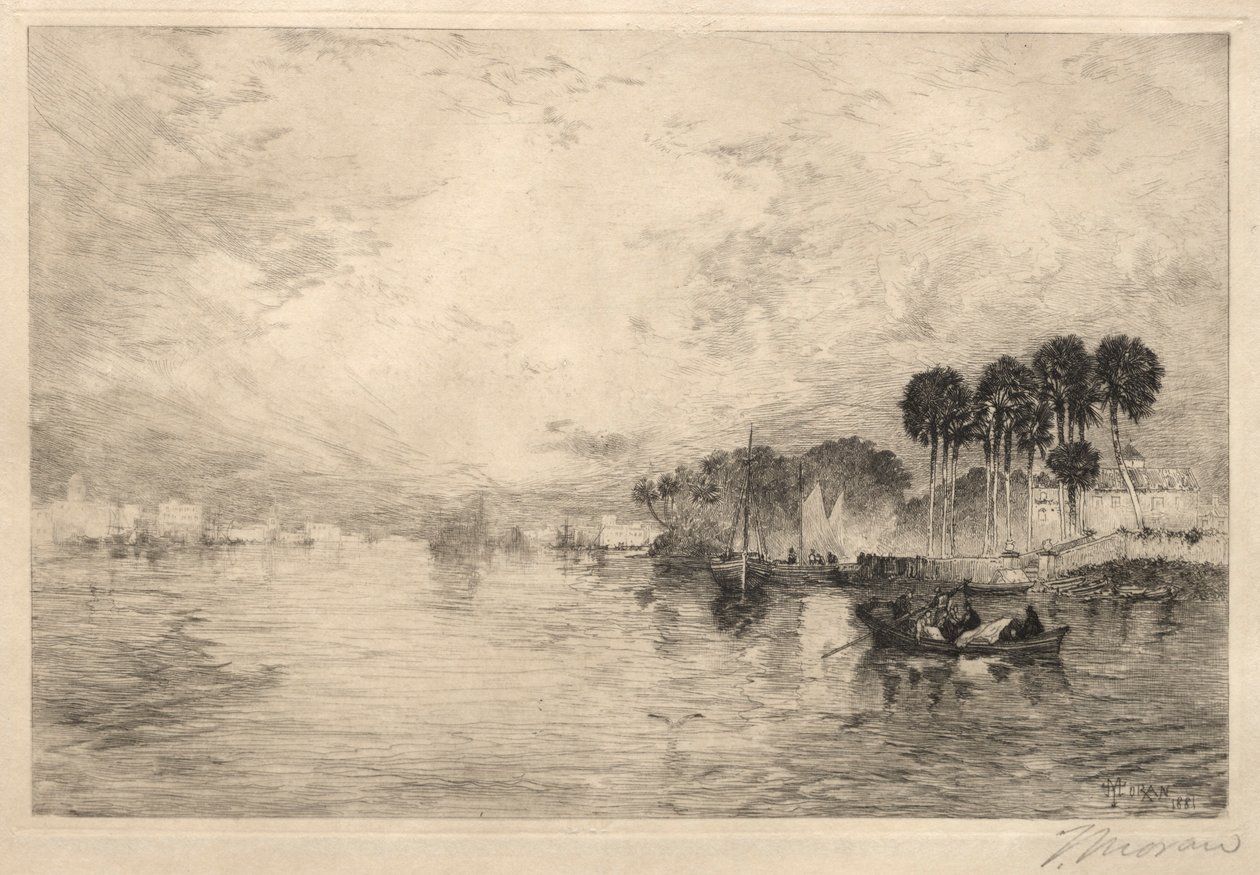 Morgon på St. Johns River, Florida, 1881. av Thomas Moran