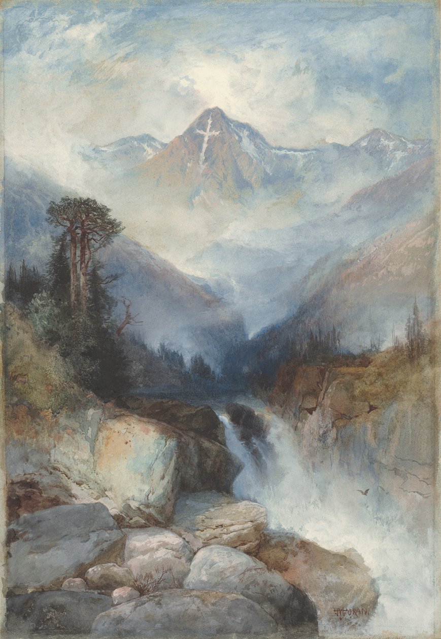 Det heliga korsets berg, 1890 (akvarell och gouache över grafit) av Thomas Moran