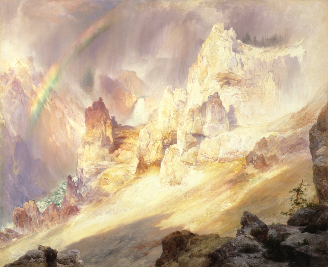 Regnbåge över Yellowstones Grand Canyon av Thomas Moran