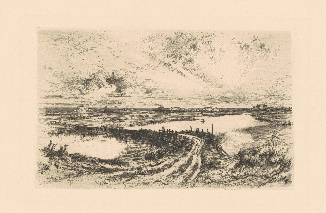 Sunrise—The Pond, Easthampton, Long Island av Thomas Moran