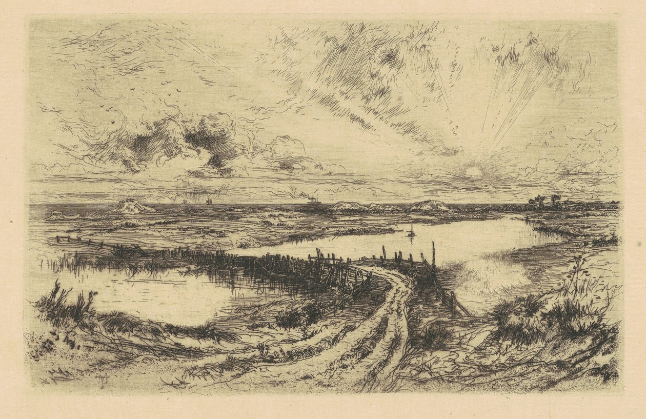 Sunrise—The Pond, Easthampton, Long Island av Thomas Moran