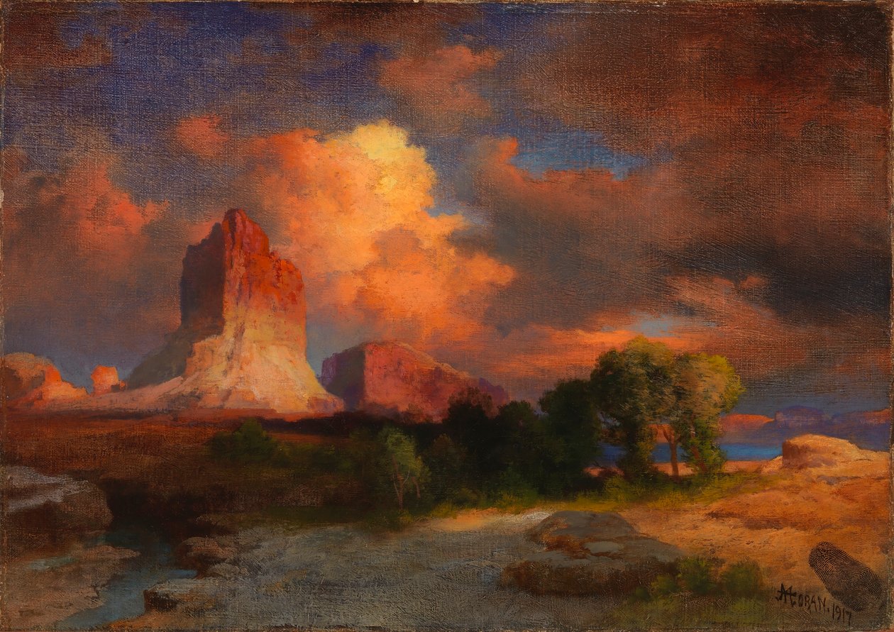 Moln vid solnedgång, Green River, Wyoming av Thomas Moran