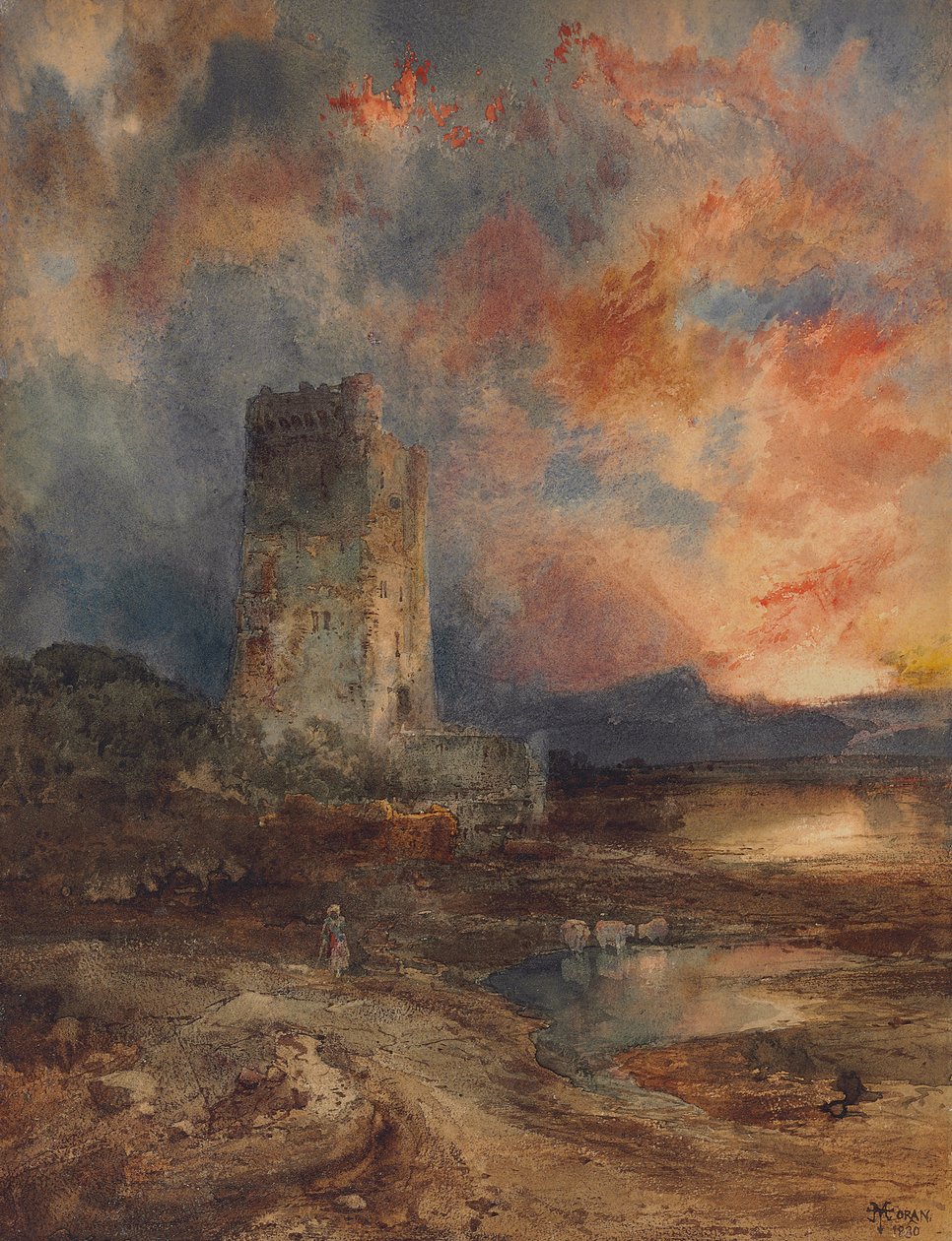 Solnedgång på heden, 1880 av Thomas Moran