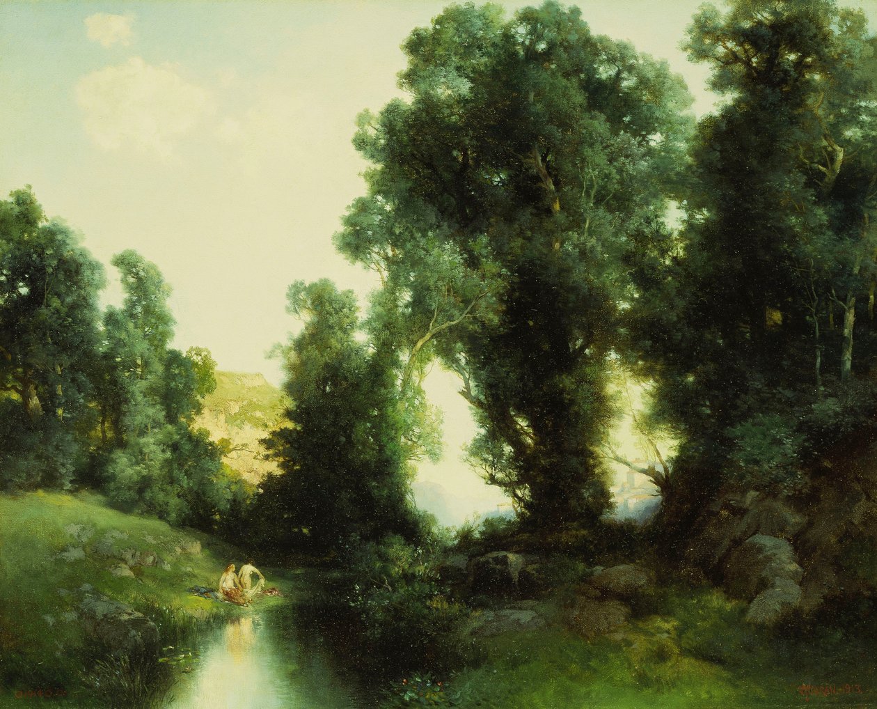 Badhålet, Cuernavaca, Mexiko, 1913 av Thomas Moran