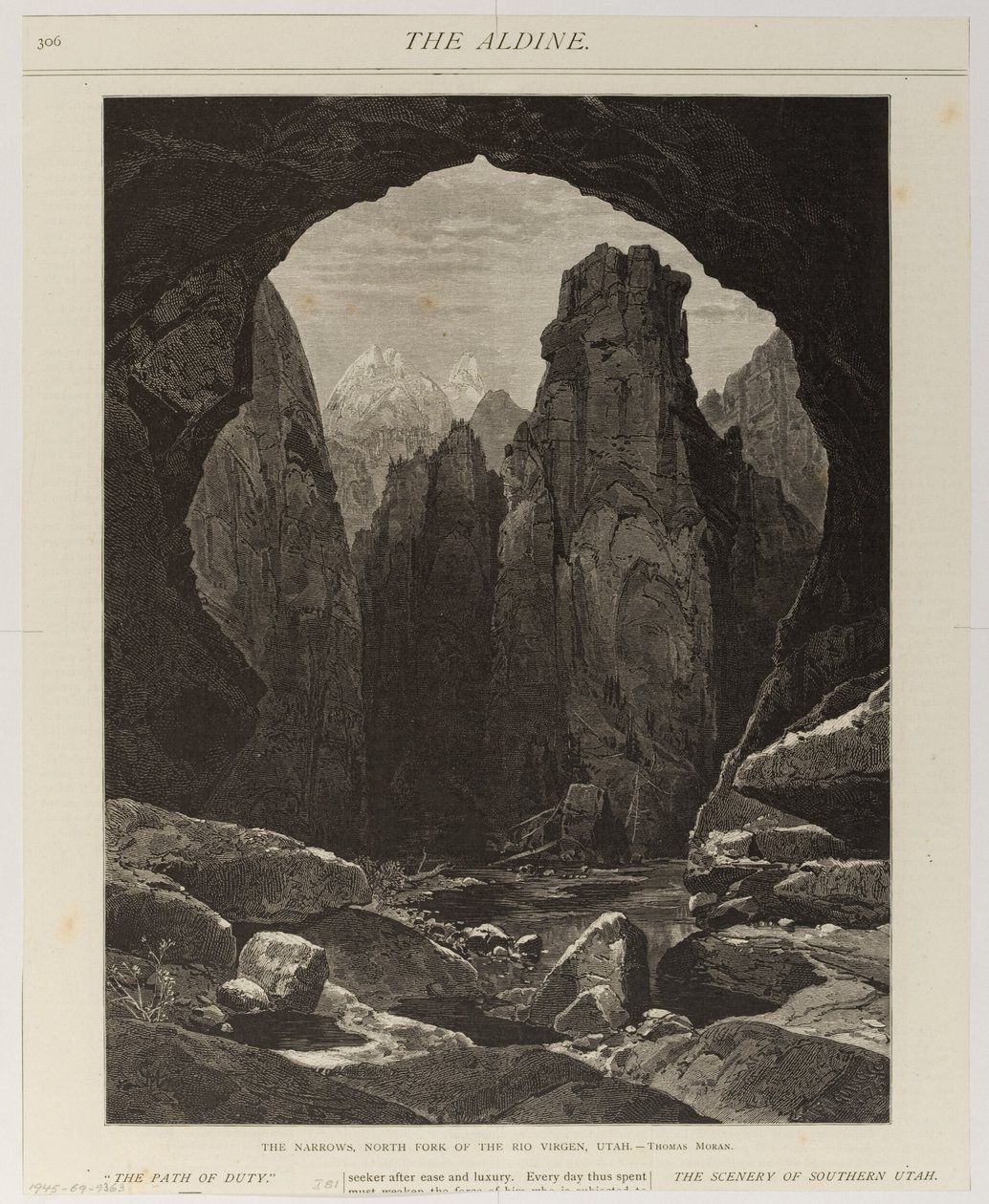 Det trånga passet, Rio Virgens norra gren, Utah av Thomas Moran