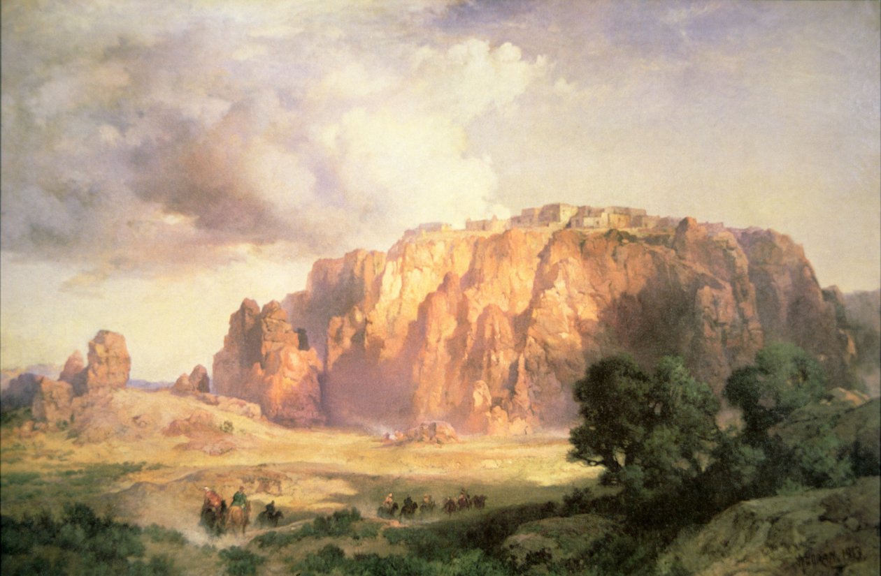 The Pueblo of Acoma, New Mexico (olja på duk) av Thomas Moran