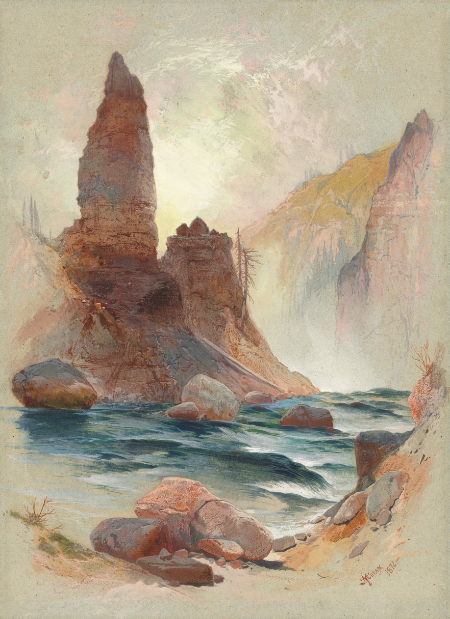 Torn vid Tower Falls, Yellowstone av Thomas Moran
