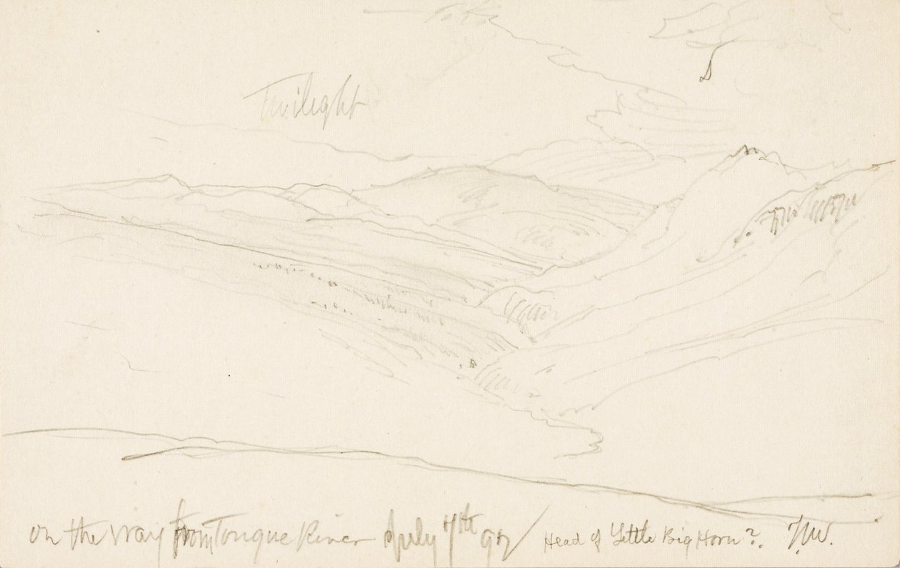 Skymning på vägen från Tongue River (Huvudet av Little Big Horn) av Thomas Moran