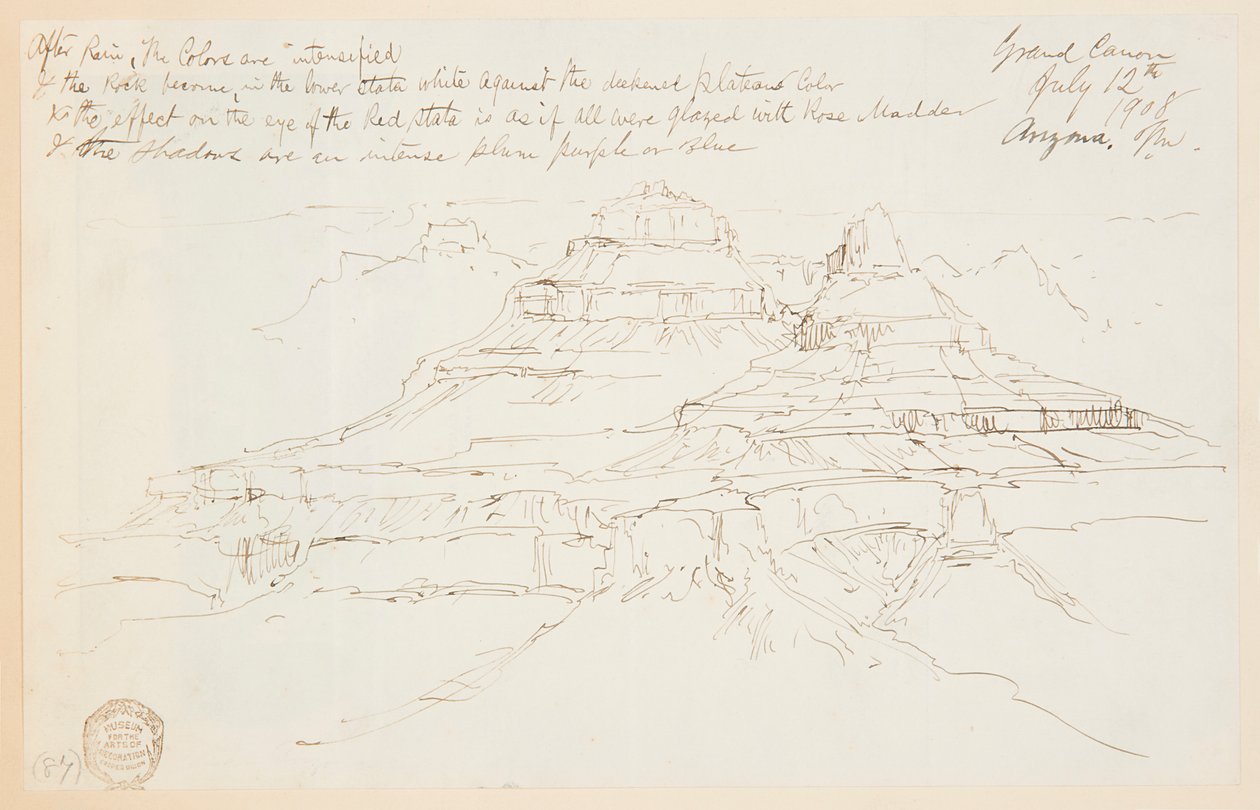 Två klippor i Grand Canyon, Arizona av Thomas Moran