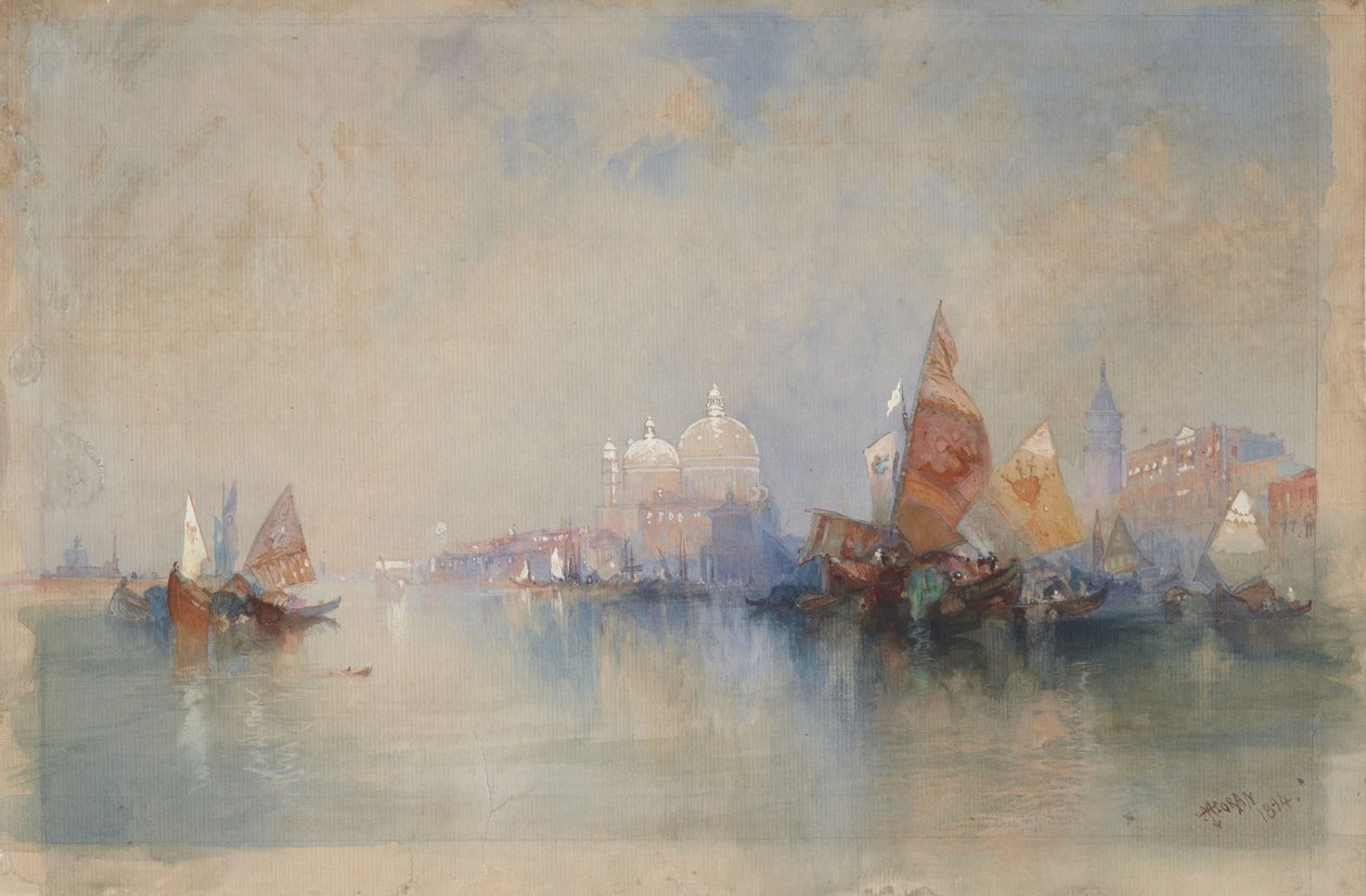 Venedig: Lagunen med utsikt mot Santa Maria della Salute av Thomas Moran