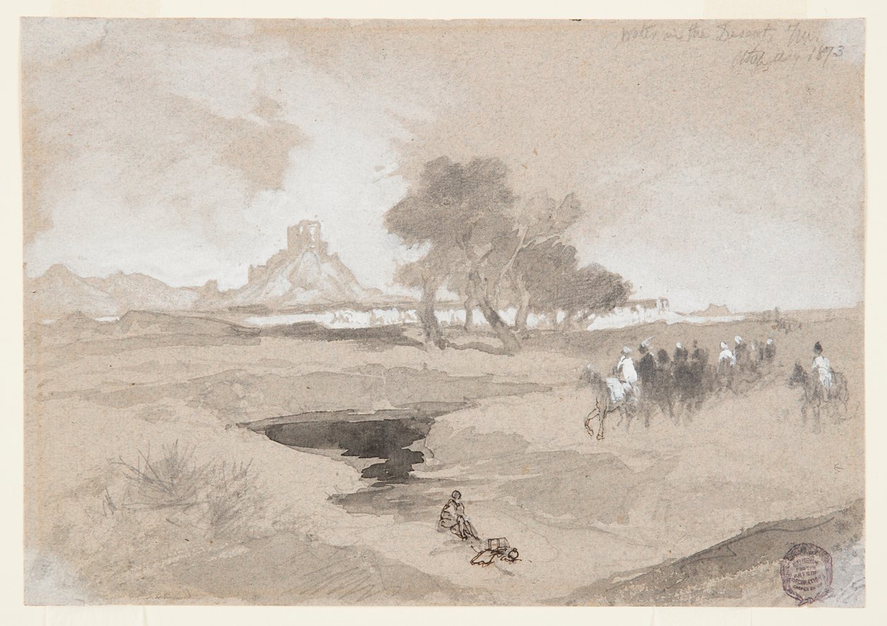 Vattenhål i öknen, Utah av Thomas Moran