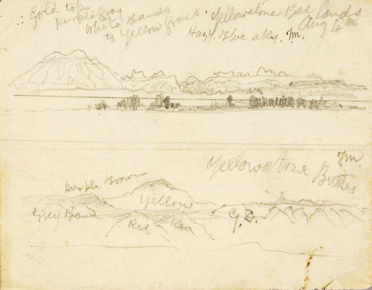 Yellowstone Bad Lands (och) Yellowstone Buttes av Thomas Moran