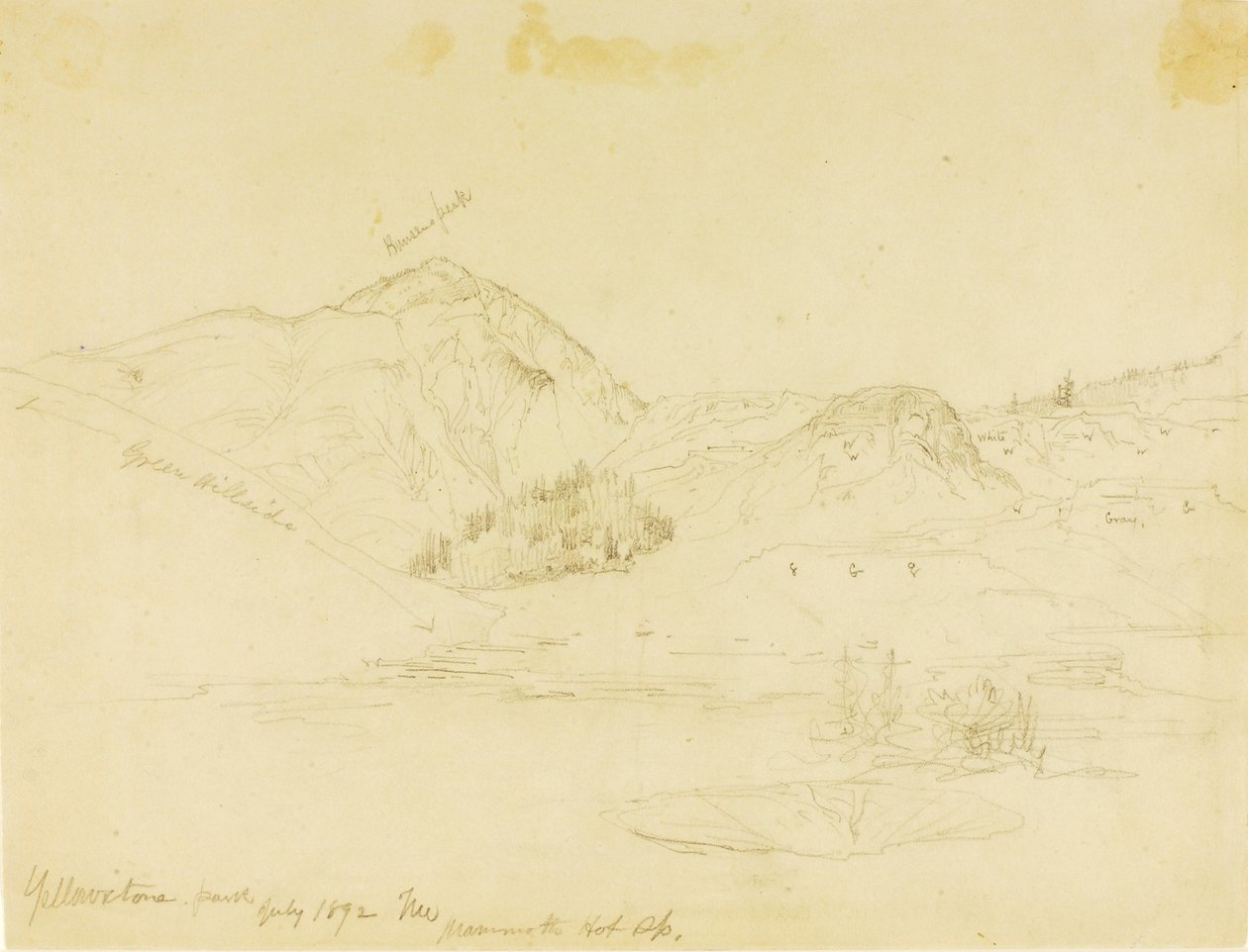 Yellowstone Park, Mammoth Hot Springs av Thomas Moran