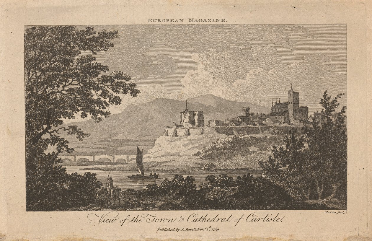 Utsikt över staden och katedralen i Carlisle av Thomas Morris