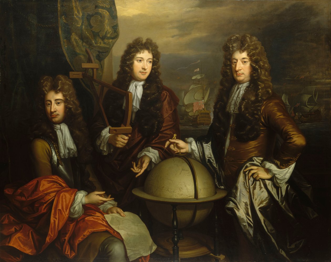 John Benbow (1653-1702), Sir Ralph Delavalle (cirka 1645-1707) och Thomas Phillips (cirka 1635-1693) av Thomas Murray