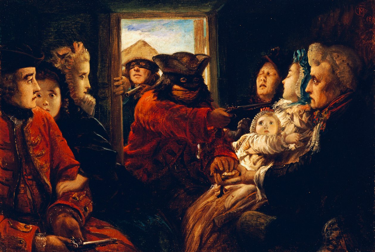 Reser förbi 1760, "Dina pengar eller ditt liv", 1861 av Thomas Musgrave Joy