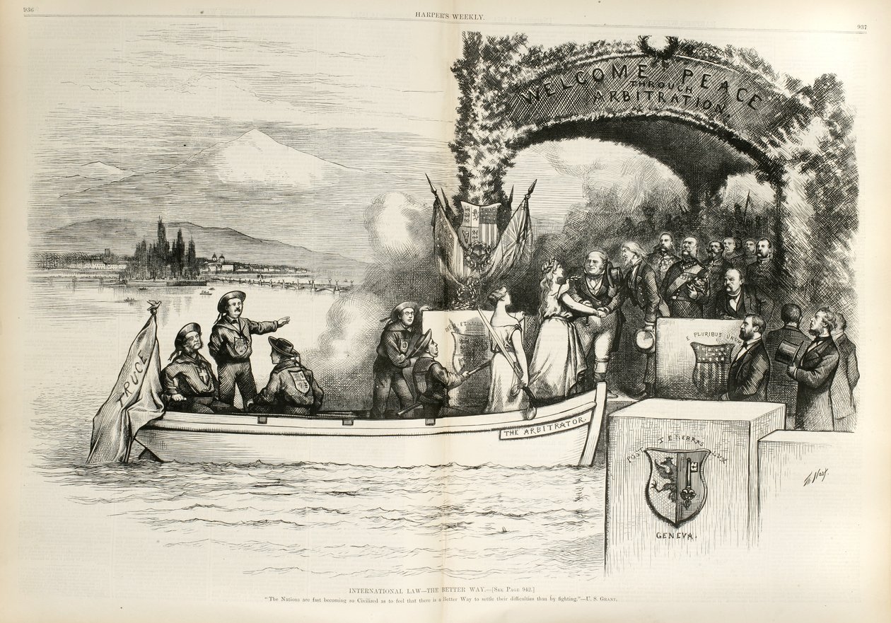 Internationell rätt - The Better Way..., 1874 (trästick) av Thomas Nast