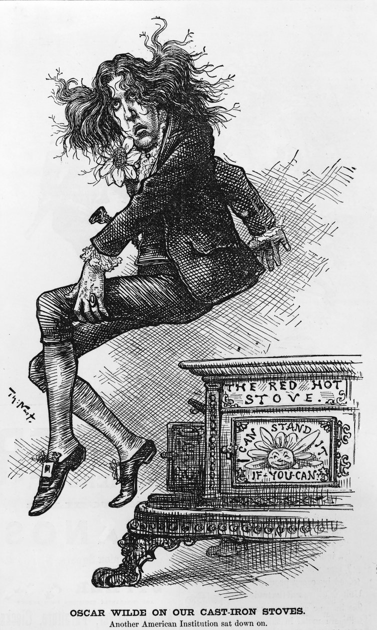 Oscar Wilde på våra gjutjärnskaminer. En annan amerikansk institution satte sig ner på, illustration från Harper