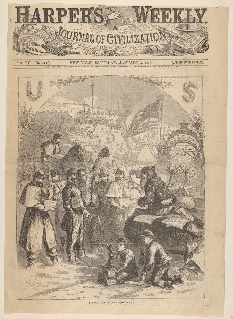 Santa Claus in Camp från Harpers Weekly, 3 januari 1863. av Thomas Nast