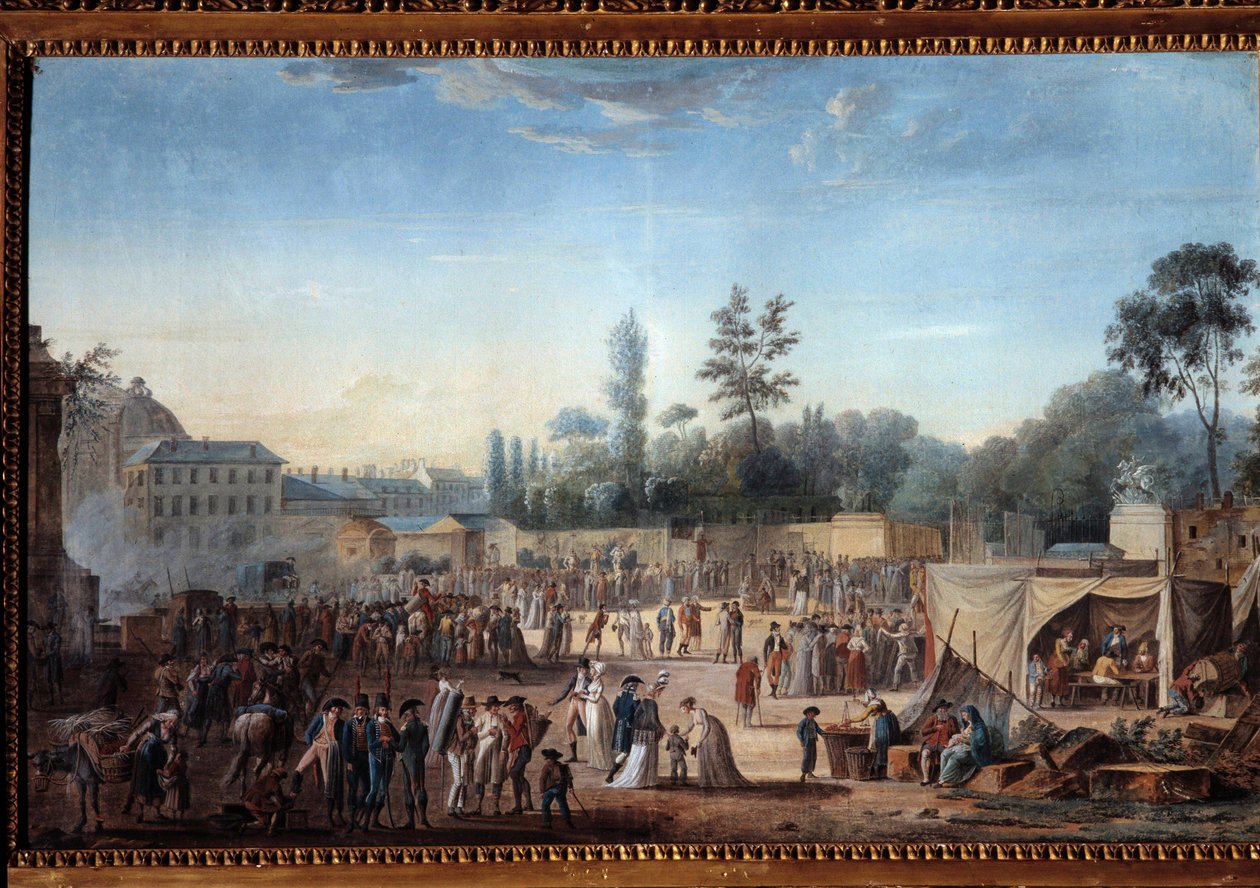 Utsikt över Tuilerierna Place de la Revolution (1789-1799) Utsikt över Tuilerierna och nuvarande Place de la Concorde. Målning av Thomas Naudet (1778-1810) av Thomas Naudet