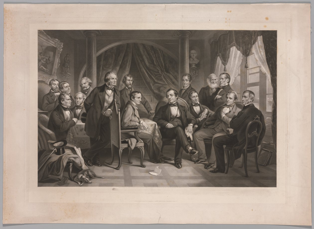 Washington Irving och hans litterära vänner på Sunnyside, 1864. av Thomas Oldham Barlow