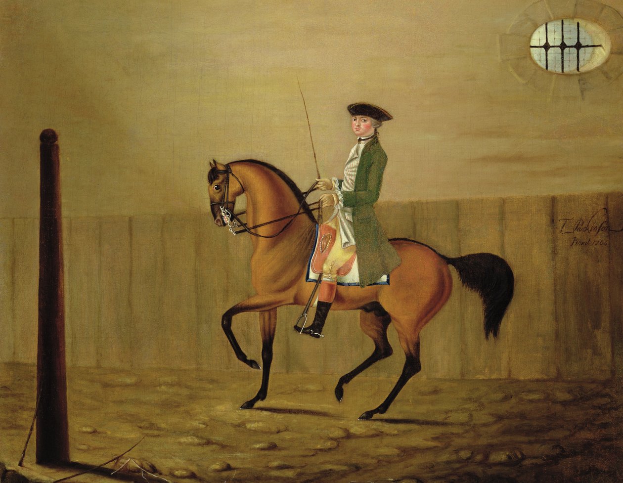 Gentleman på en Bay Horse i en ridskola av Thomas Parkinson