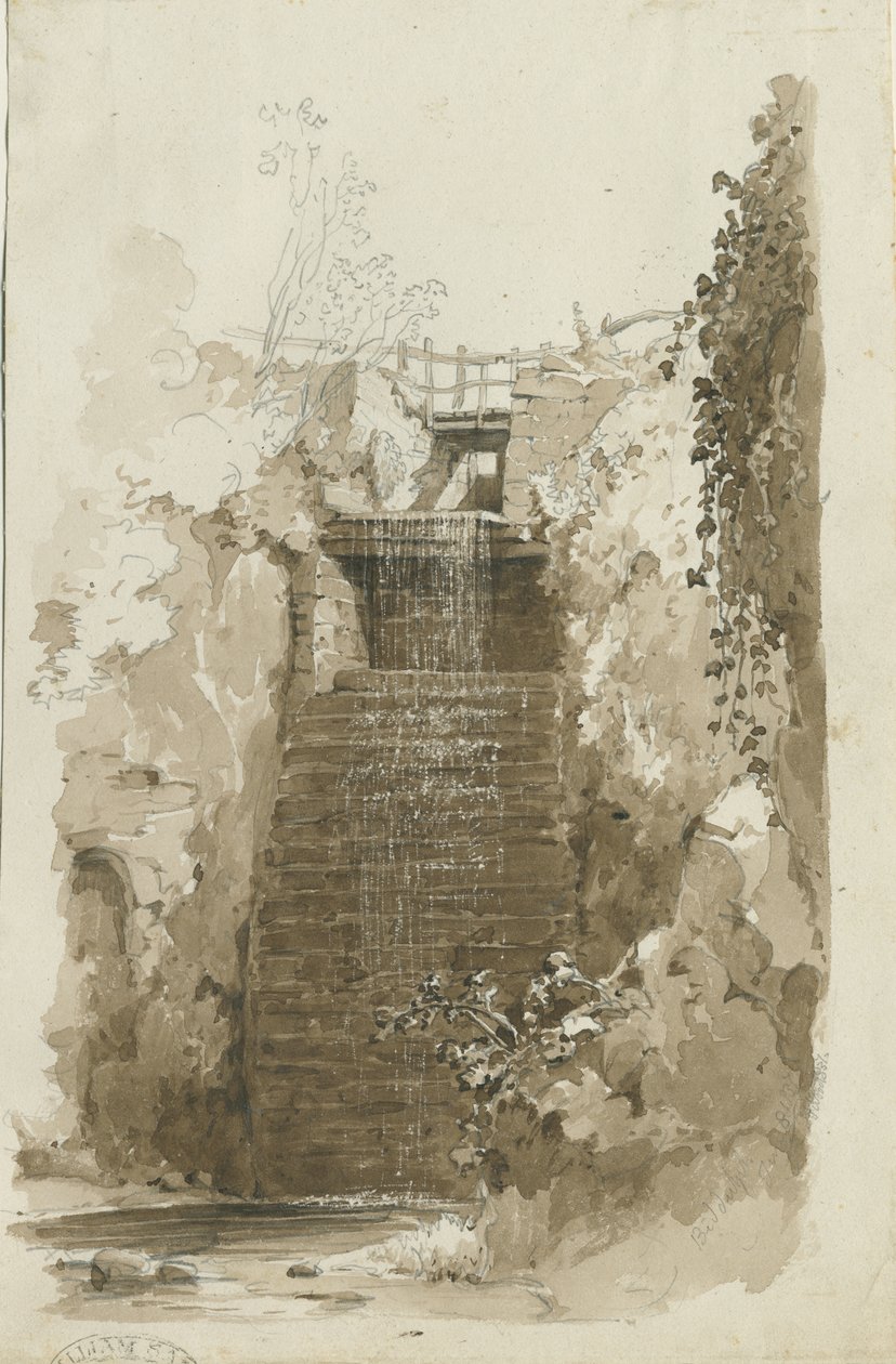 Biddulph - lantlig utsikt: ritning med penna och tvätt, 8 juni 1837 (ritning) av Thomas Peploe Wood