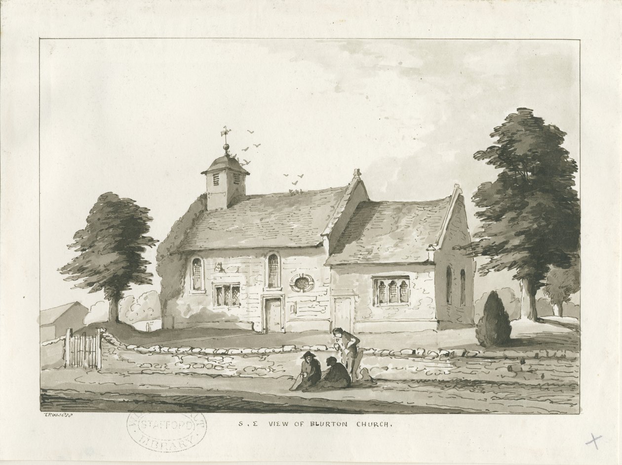 Blurton Church: sepiateckning av Thomas Peploe Wood