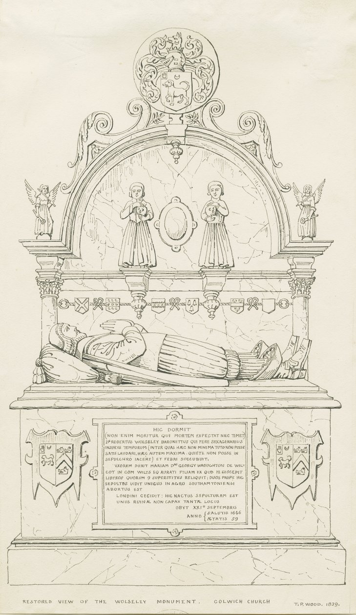 Colwich - Wolseley Monument: pennteckning av Thomas Peploe Wood