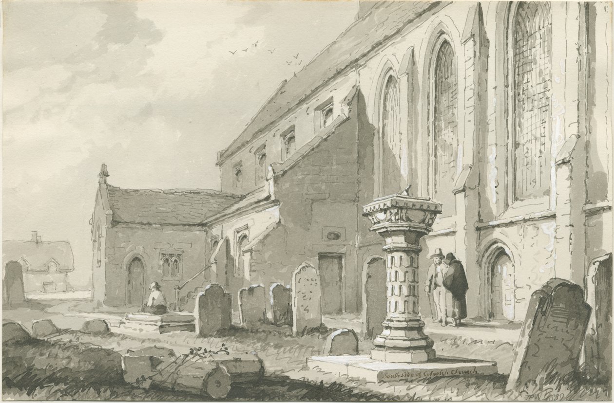 Colwich Church: sepiateckning av Thomas Peploe Wood