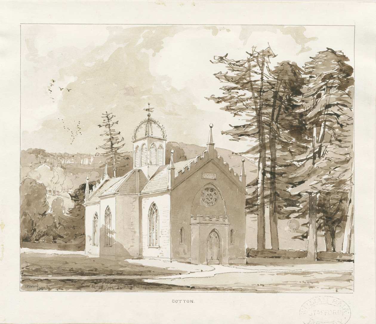 Bomull - Johannes Baptistens kapell: sepiateckning av Thomas Peploe Wood
