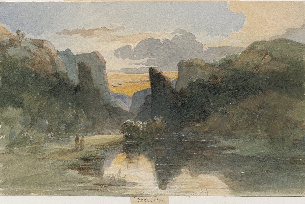 Dovedale - landskap: akvarellmålning, nd [?1800-talet] av Thomas Peploe Wood