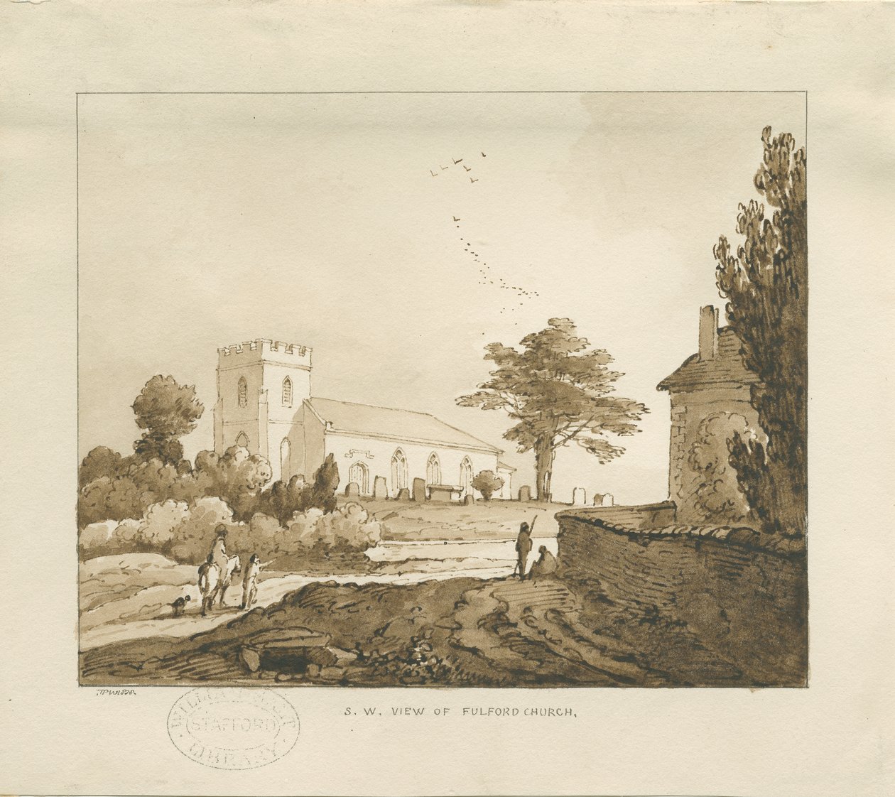 Fulford Church: sepiateckning av Thomas Peploe Wood