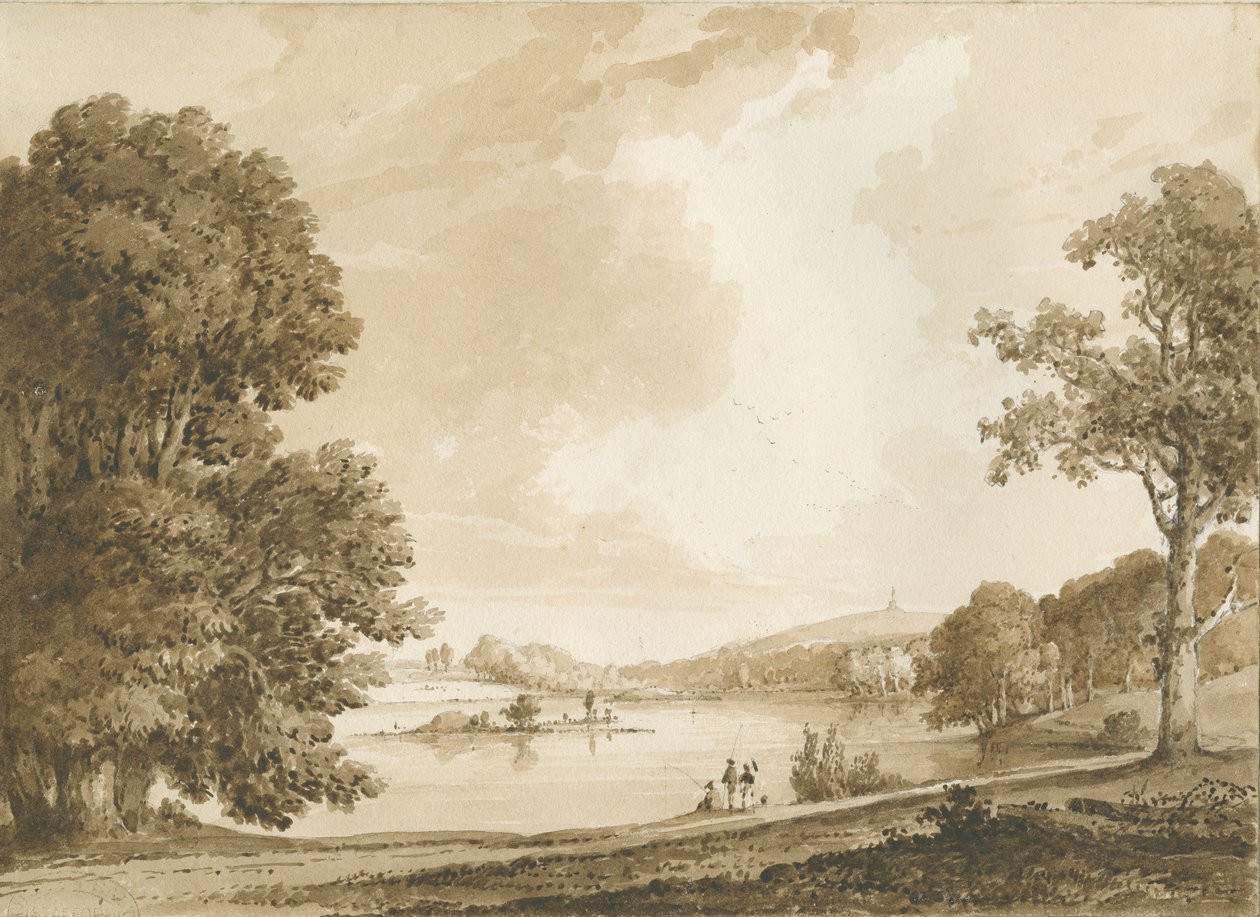 Hanford Church: sepiatvättteckning, nd [1800-talet] (ritning) av Thomas Peploe Wood