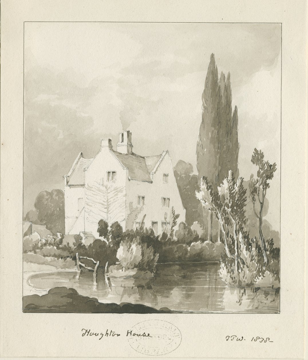 Haughton - Hus: sepia-tvättad ritning av Thomas Peploe Wood