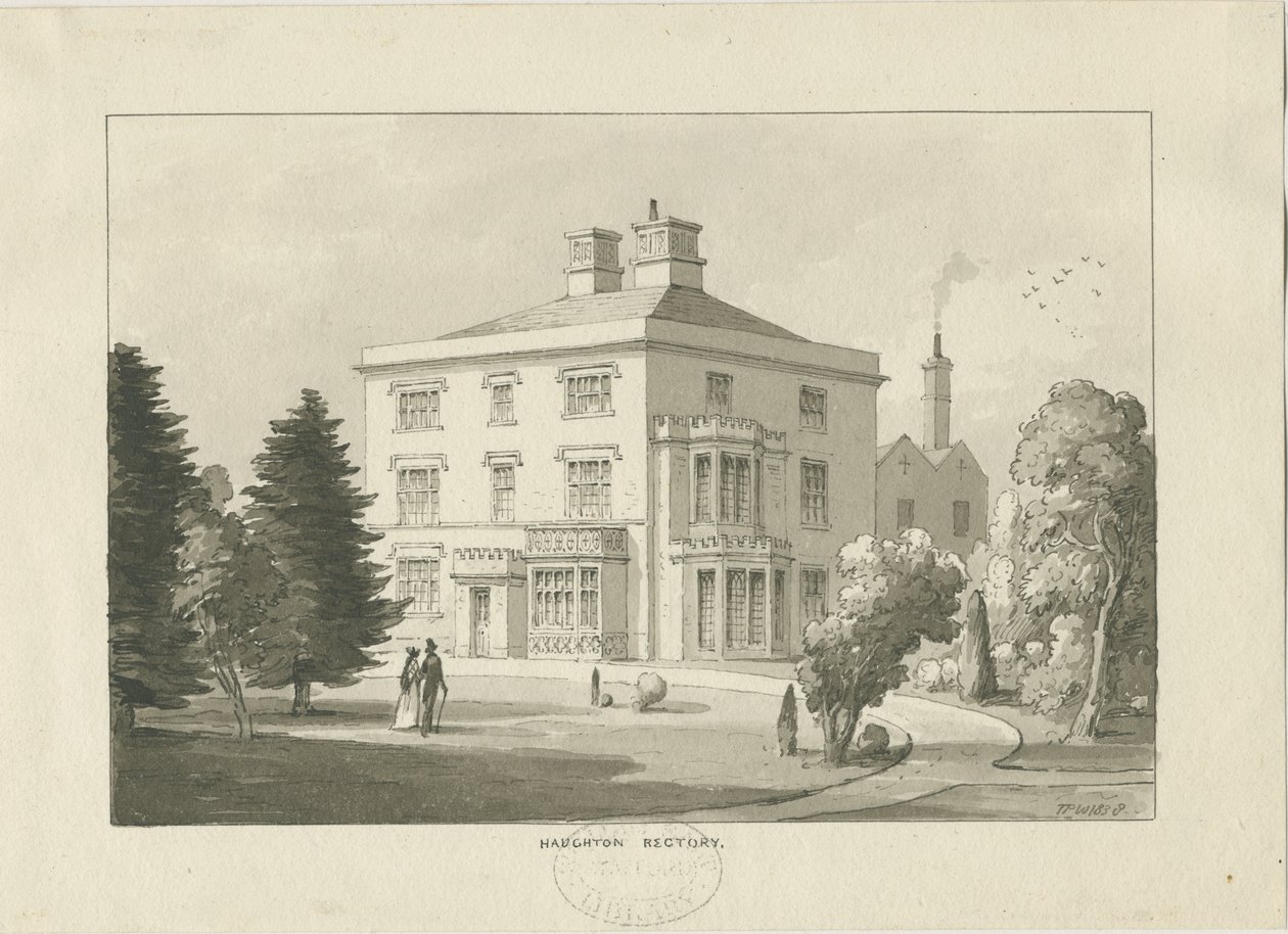 Haughton Rectory: tvättritning av Thomas Peploe Wood