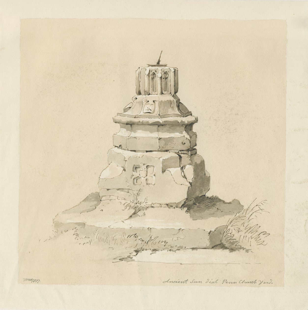Penn Church-yard - Solur: sepiateckning av Thomas Peploe Wood