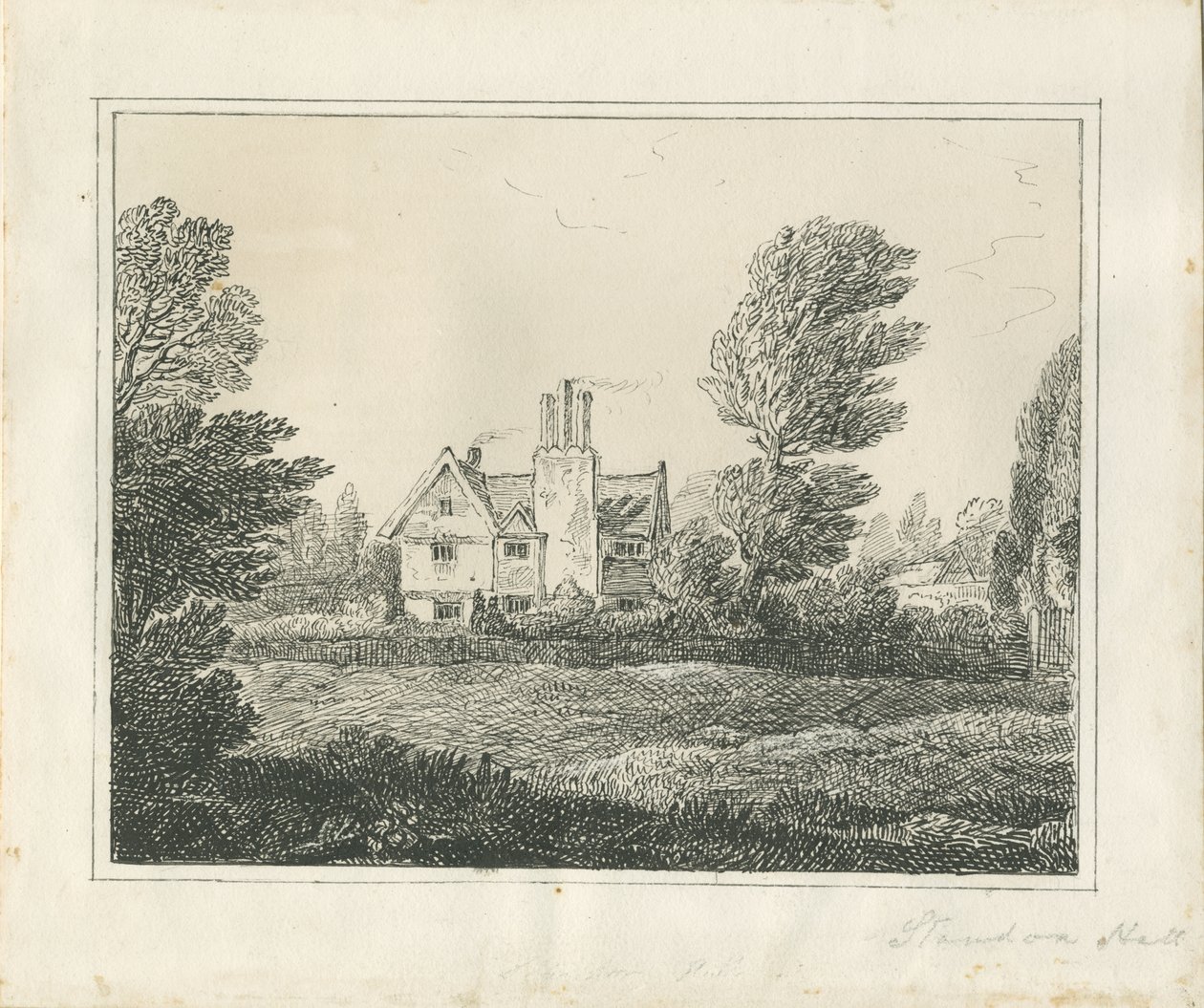 Standon Hall: ritning med penna och bläck, nd [?mitten av 1800-talet] (ritning) av Thomas Peploe Wood
