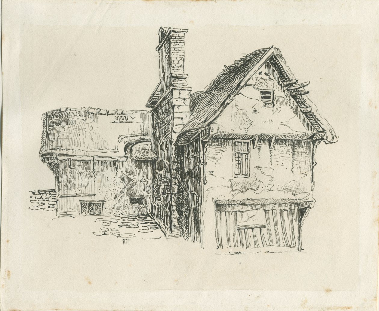 Standon Hall: ritning med penna och bläck, och [?mitten av 1800-talet] (teckning) av Thomas Peploe Wood