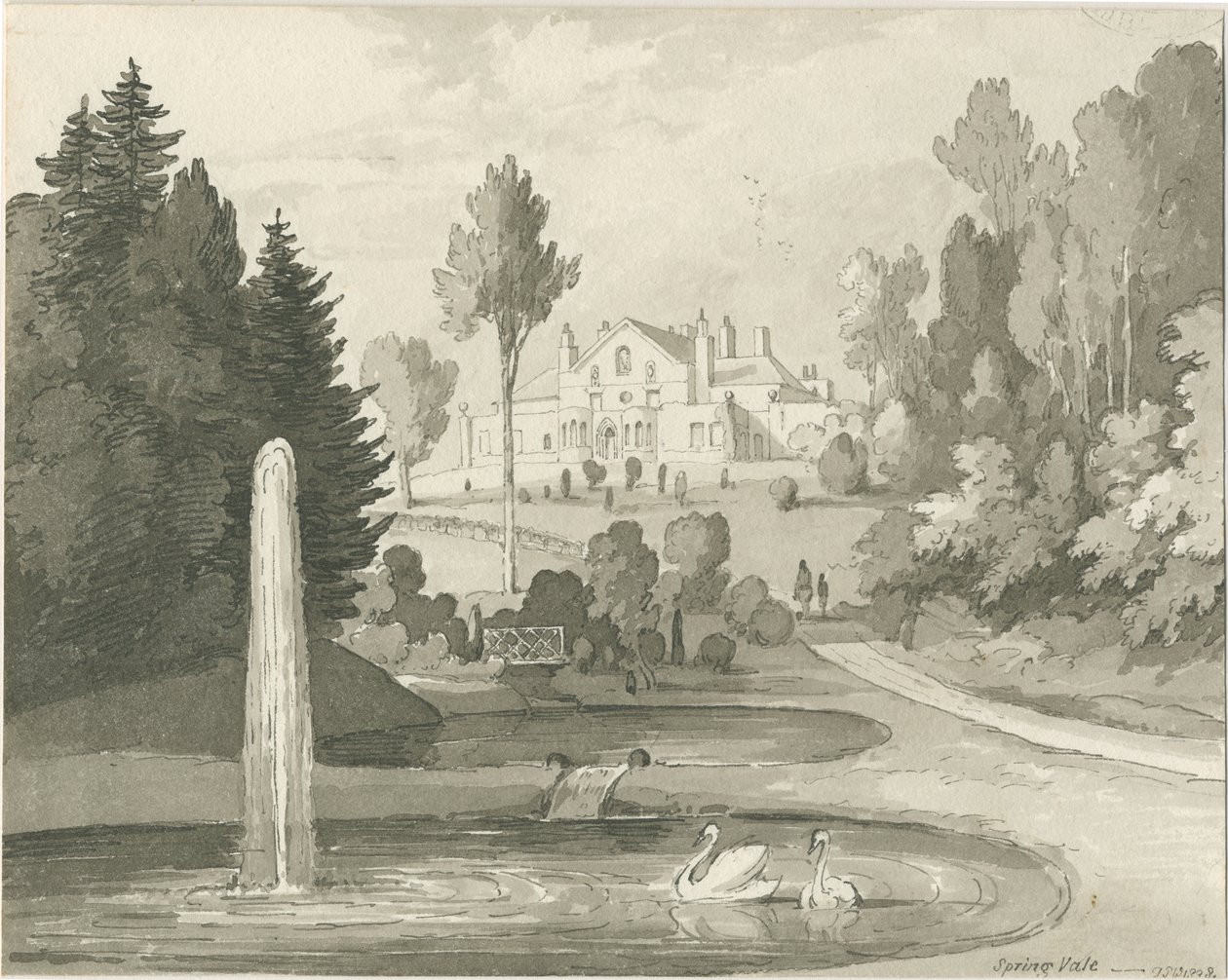 Sten - Spring Vale: sepia tvättteckning av Thomas Peploe Wood