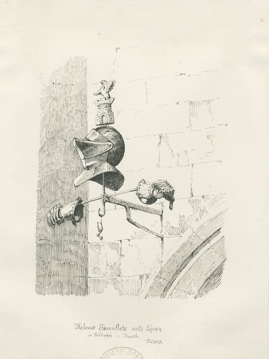 Grav i Biddulph Church - William Bowyer: ritning med penna och bläck av Thomas Peploe Wood