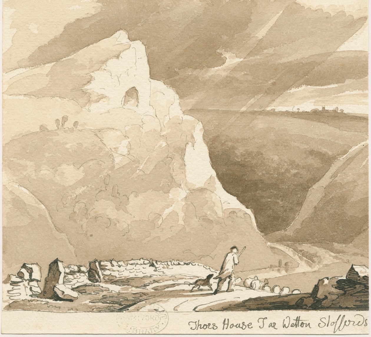 Wetton - "Thors hus för": ritning med penna och tvätt, nd [?1838] av Thomas Peploe Wood