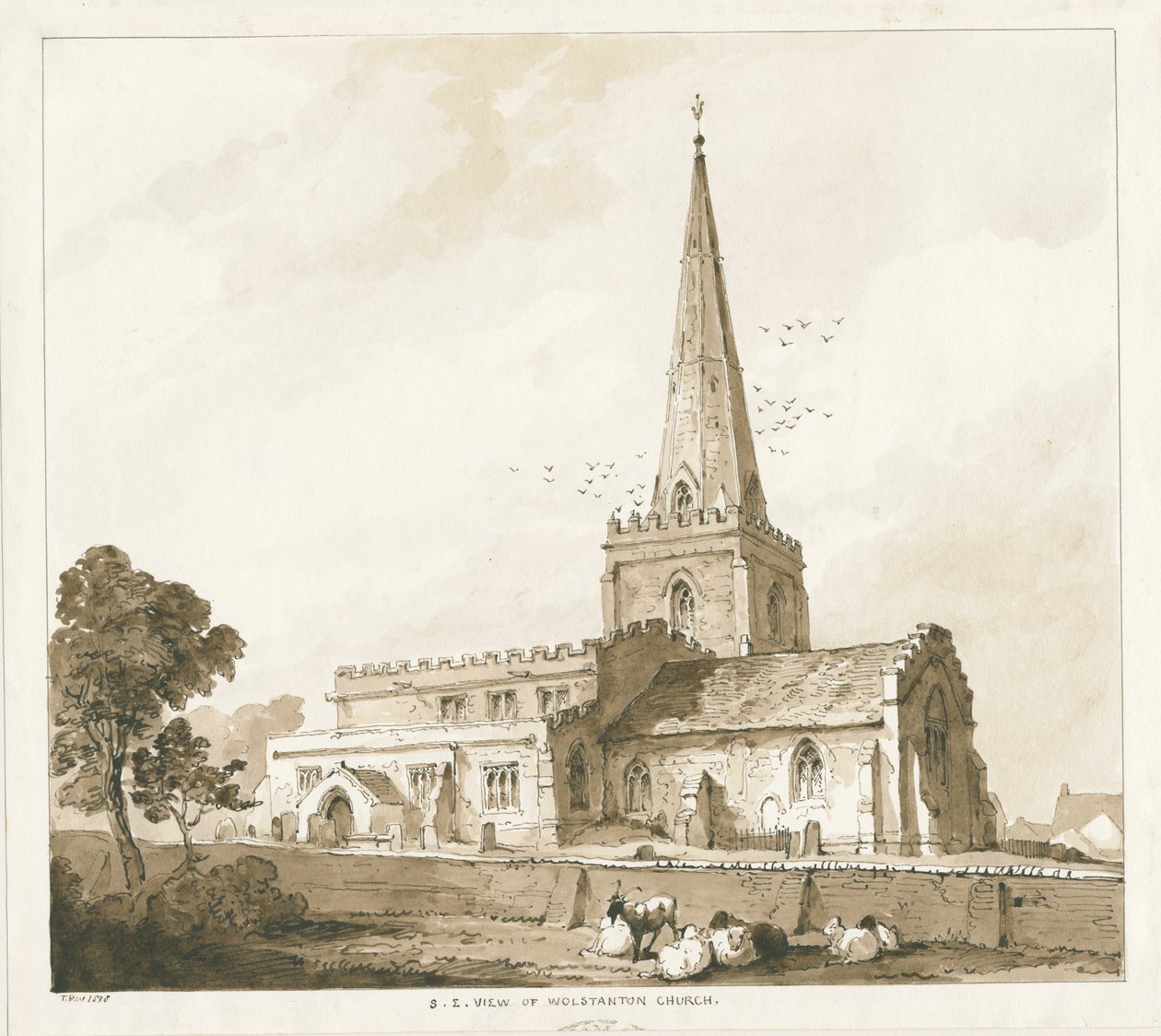 Wolstanton Church: gravyr och [?1800-talet] av Thomas Peploe Wood