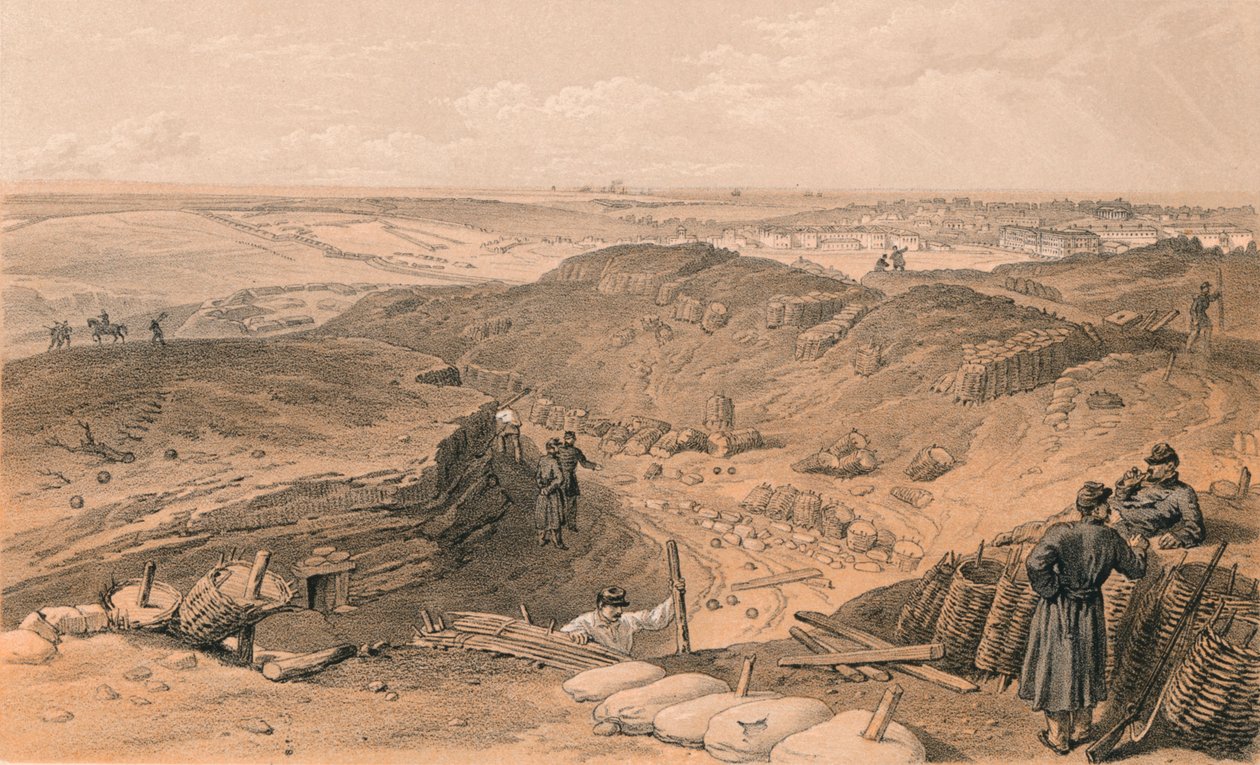 Dike av Malakoff, Battery Gervais och Rear of Redan, 1856 av Thomas Picken