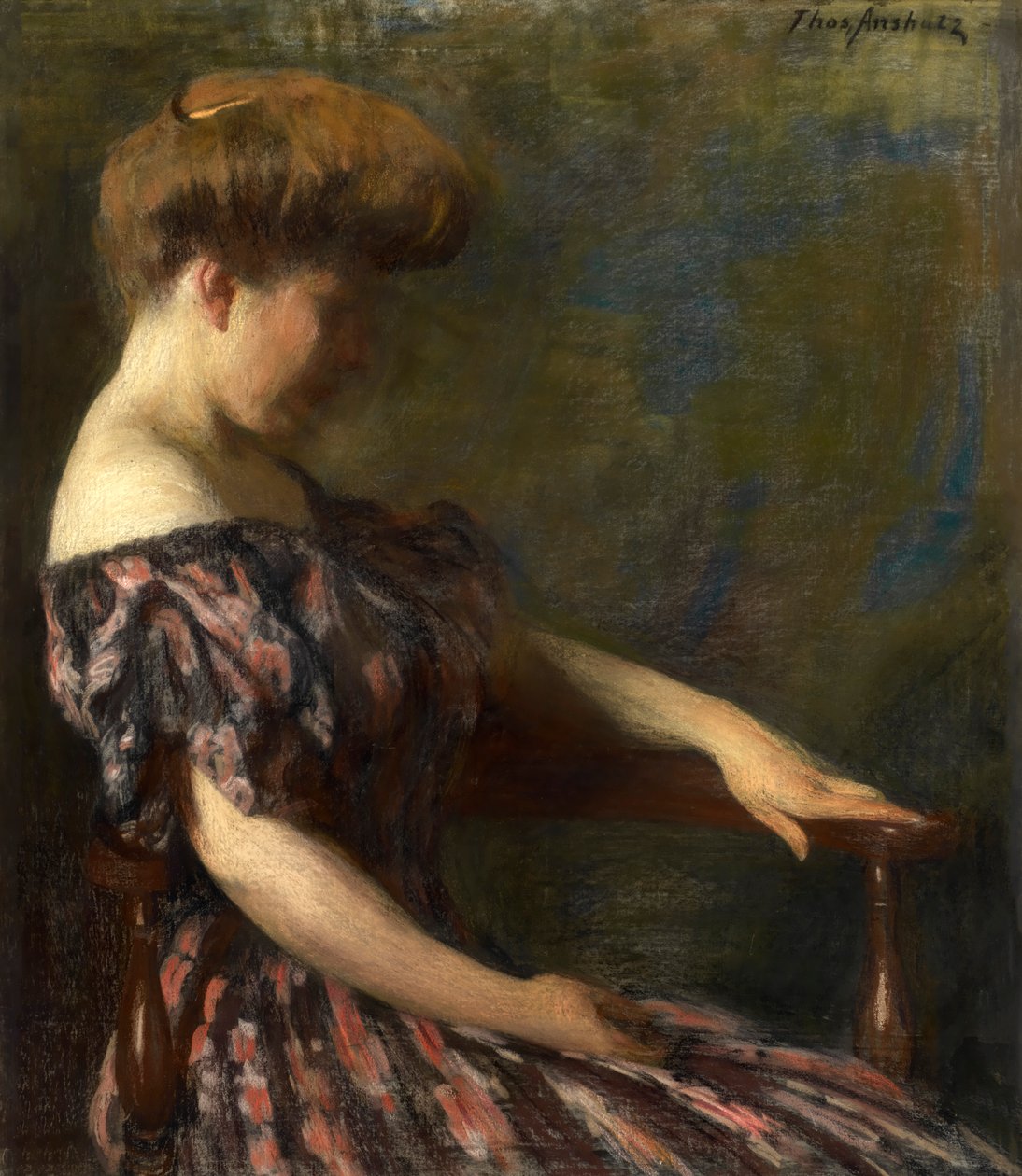 En blommig klänning, 1906. av Thomas Pollock Anshutz