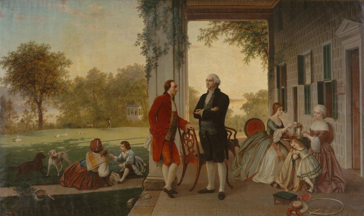 Washington och Lafayette vid Mount Vernon, 1784 The Home of Washington after the War, 1859. av Thomas Pritchard Rossiter