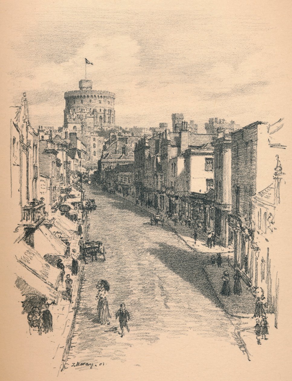 Great Tower of Windsor Castle från Peascod Street, 1902 av Thomas Robert Way