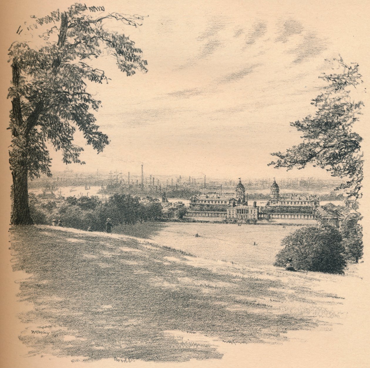 "Greenwich Palace från Observatory Hill", 1902 av Thomas Robert Way